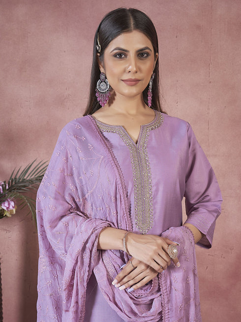 Lavendar Art Silk Pant Suit Acy8328 Back View